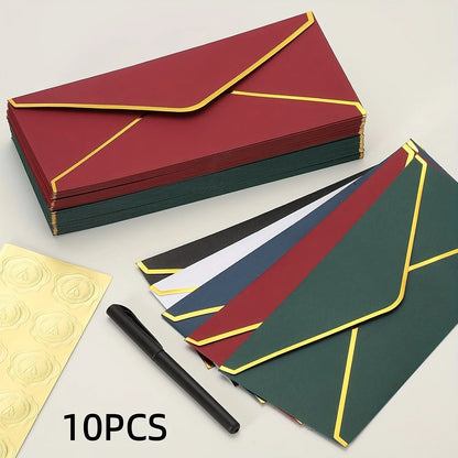 10PCS Luxury Foil Sealed Envelope - Self-Sealing Wedding Invitations, Thank-you Notes, Corporate Events & Birthday Invitation