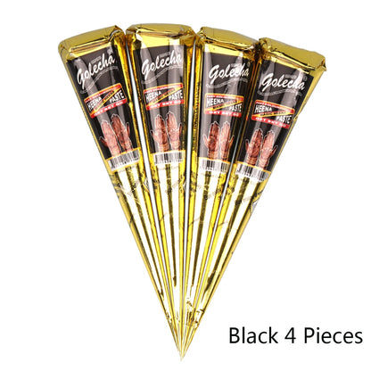 GOLECHA Black Brown Red White Henna Cones Indian Henna Tattoo Paste For Temporary Tattoo Body Art Sticker Mehndi Body Paint -