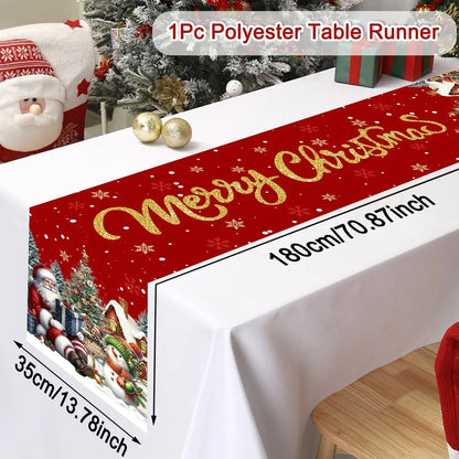 Merry Christmas Santa Claus Table Runner Christmas Decor for Home 2025 Winter Holiday Kitchen Dining Table Decor Navidad Gift