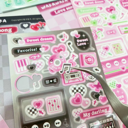 SCRAPBOOK Music Decorative STICKER Korean DIY Phone Luggage Motorcycle Laptop Flakes Idol Card Deco Sticker