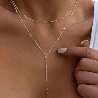 Stainless Steel Lariat Necklace Gold Plated, Dainty Long Necklace Laryered Necklaces For Women Girls, Y Shape Drop Pendant