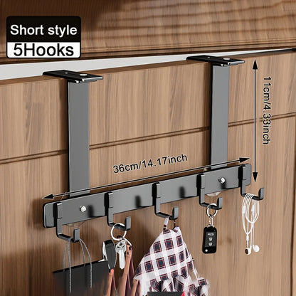 Hooks Over The Door 5/7 Hooks Metal Bathroom Organizer Rack Adjustable Clothes Coat Hat Towel Hanger Movable Holder Door Hang