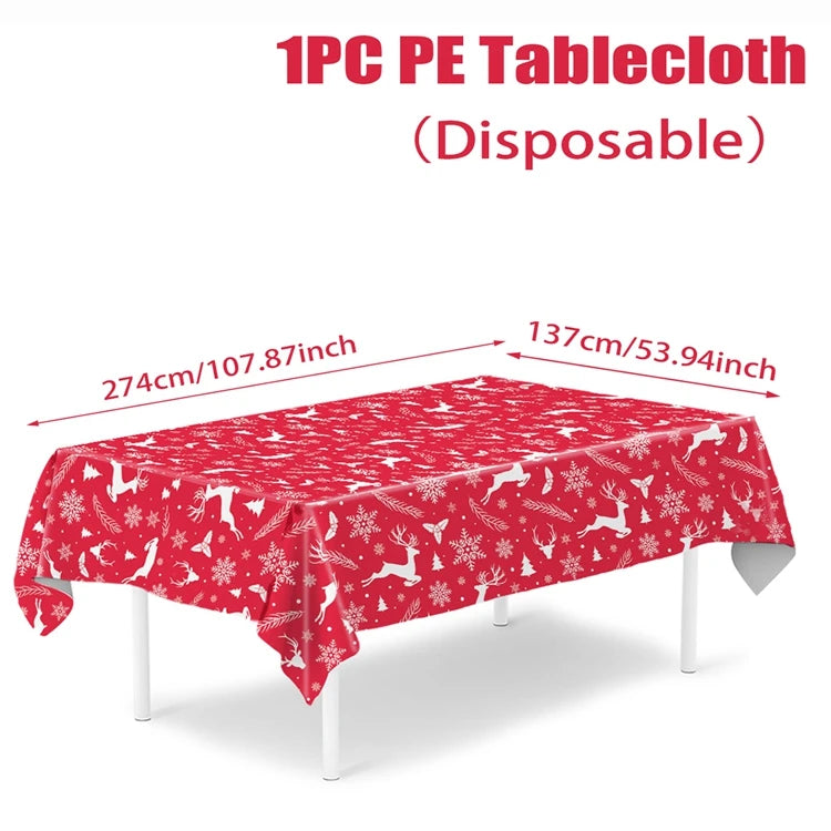 Disposable Christmas Tablecloth Merry Christmas Decors for Home 2024 Table Cover Xmas Ornament Navidad Natal New Year Gift 20