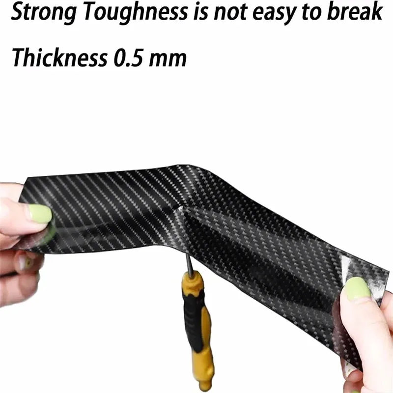 3D Nano Carbon Fiber Car Bumper Door Guard Protection Film 3m Car Door Sill Protector Sticker Black Waterproof Anti Scratch T