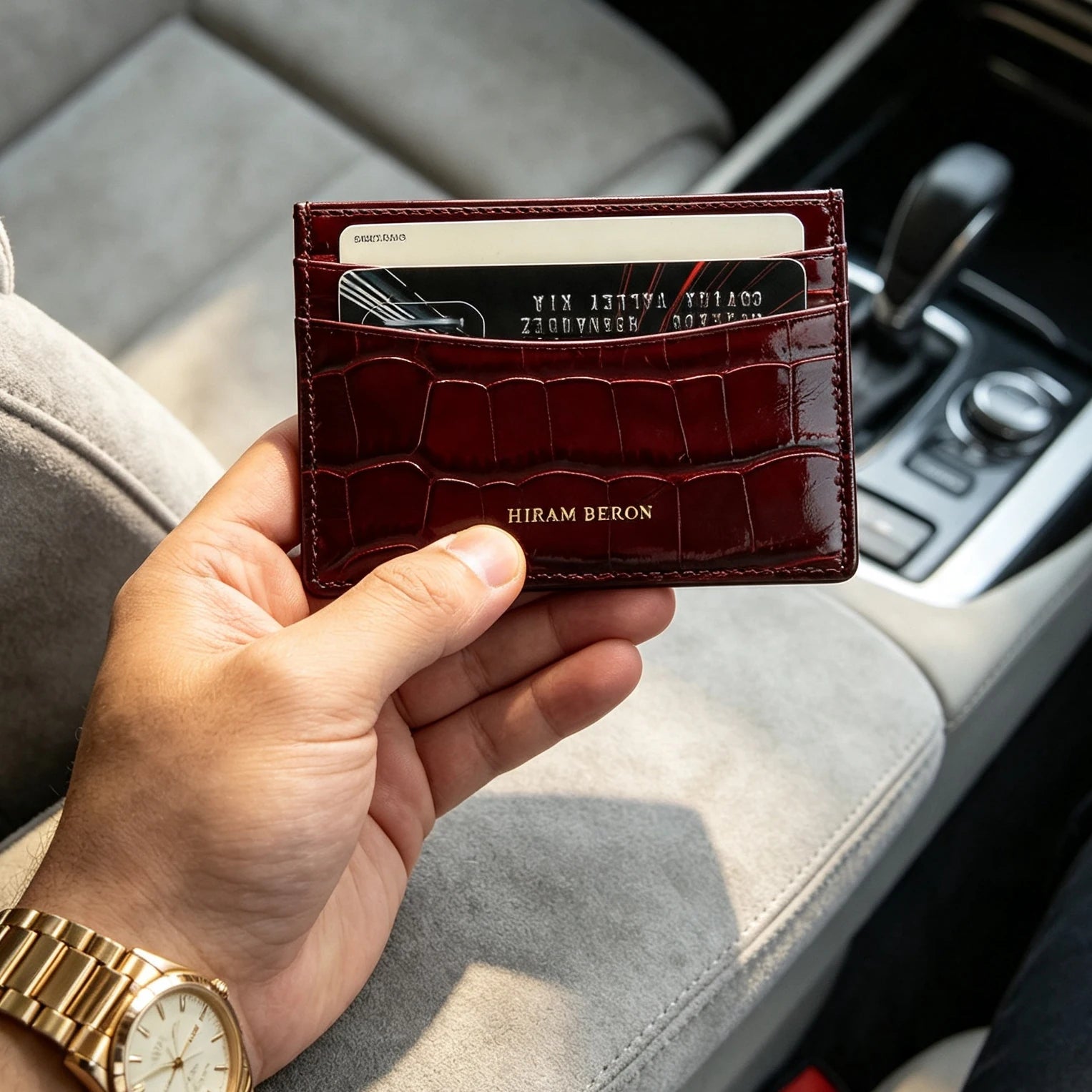 Custom Name Monogram Luxury Genuine Leather Men Wallet Card Holder Crocodile Pattern Gift for Girlfriend Boyfriend Friend Her