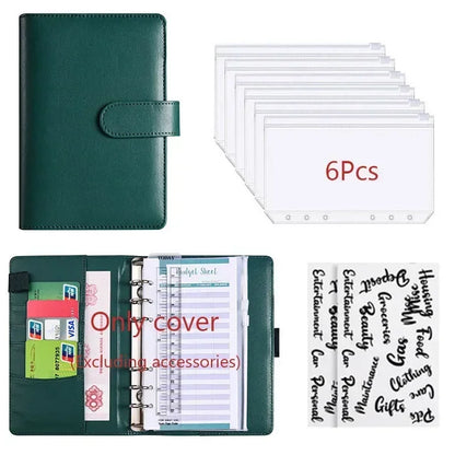2026 A6 Binder Budget PU Leather PlannerPockets Expense Budget Sheets Notebook Cash Envelope Organizer System with Clear Zipp