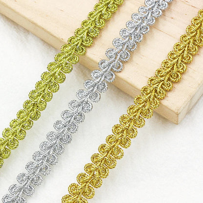 500CM（196‘’）Gold Silver Wire Centipede Lace Ribbon Herringbone Clothing Accessories, Home Textile Accessories, Handicrafts