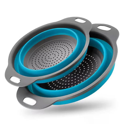 Silicone Folding Drain Basket Fruit Vegetable Washing Basket Foldable Strainer Colander Collapsible Drainer Kitchen Storage T