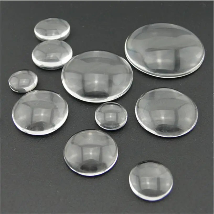 1Packs 6 8 10 12 16 20 25 60mm Round Clear Glass Cabochon Flat Back Transparent Magnifying Glass Cabochon For DIY Jewelry Mak