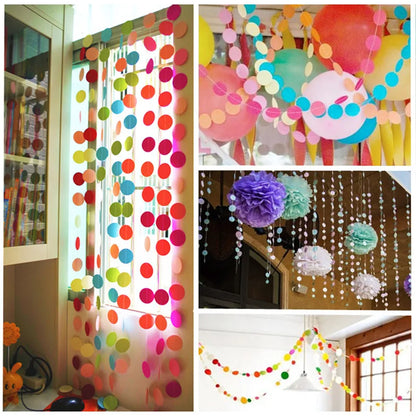 400cm Pink White Flag Banner Circle Paper Bunting Garland, Extra Sparkle for Wedding Teepee Deco Birthday Party Nurser