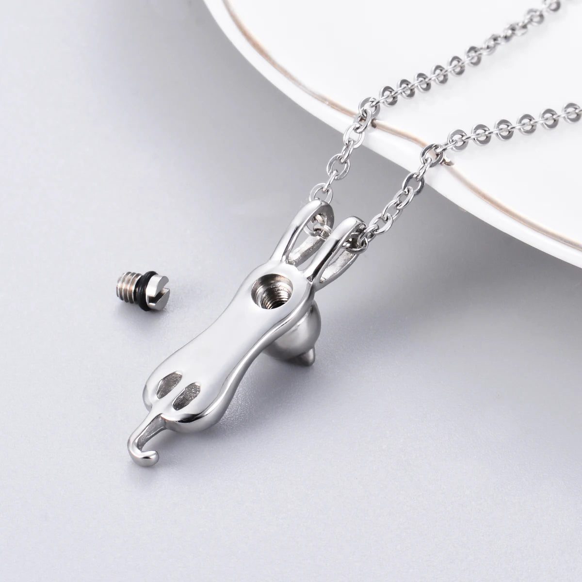 Pet Cremation Jewelry for Ashes Memorial Pendant Black Cat Animal Stainless Steel Urn Necklace Women Men Keepsake
