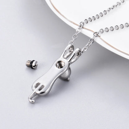 Pet Cremation Jewelry for Ashes Memorial Pendant Black Cat Animal Stainless Steel Urn Necklace Women Men Keepsake
