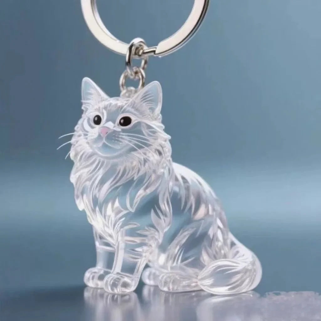 New Cat Hair Storage Keychain Bag Pendant Transparent Pet Fur Keepsake Capsule Souvenir Collection Gift Decoration Accessorie