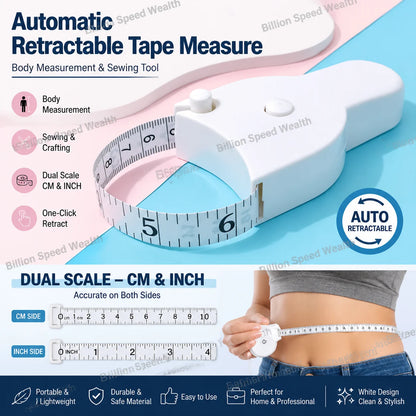 Automatic Telescopic Tape Measure Body Measuring Tape Sewing Ruler Tools Centimeter Tapes For Body Meter Measure White Tools