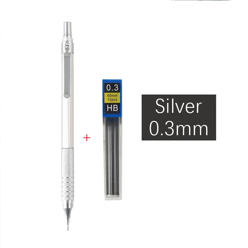 High Quality Metal Mechanical Pencils Set with Lead Refills Drafting Automatic Pencil 0.3, 0.5, 0.7, 2.0mm Pencil for Art Sup