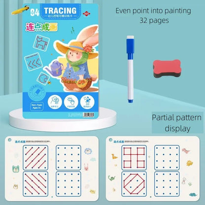 Magical Montessori Tracing Workbook Reusable Pen Control and Tracing Book for Kids Calligraphy and Drawing Educational Toys -