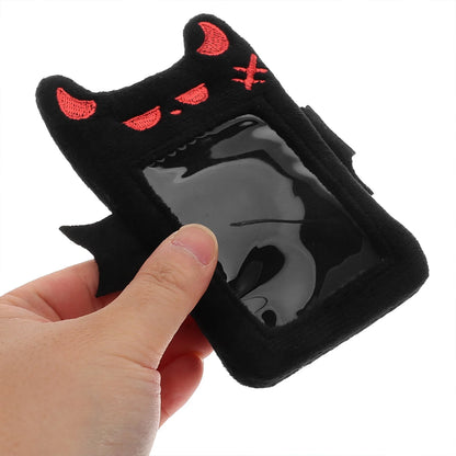 Cute Little Devil Plush Card Holder for Students Campus Photo ID Bus Card Display Pendant Pocket Card Protector Accessories