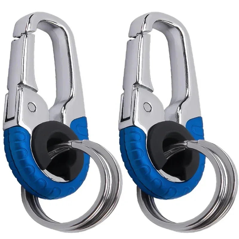 Keychain Buckle for Men Stainless Steel Key Ring Key Chain Hook Outdoor Carabiner Climbing Keyfob Accessories - 2pcs blue