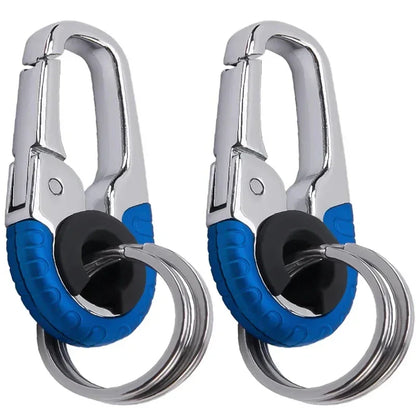Keychain Buckle for Men Stainless Steel Key Ring Key Chain Hook Outdoor Carabiner Climbing Keyfob Accessories - 2pcs blue