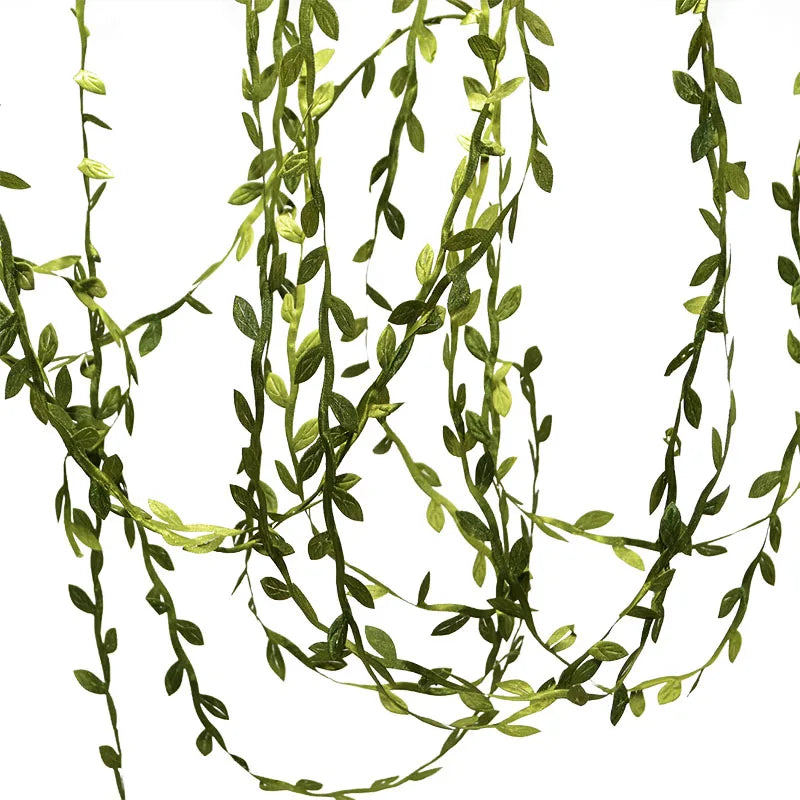 10/20M Silk Leaf-Shaped Handmake Artificial Green Leaves Faux Vines Bathroom Decorative Diy Wreath Accessories Home Decoreati