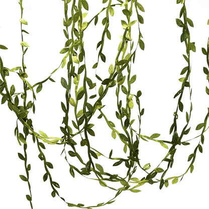10/20M Silk Leaf-Shaped Handmake Artificial Green Leaves Faux Vines Bathroom Decorative Diy Wreath Accessories Home Decoreati