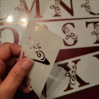 5pcs Leaf-Wrapped Letter Painting Templates | Reusable, Washable, Sprayable, Ideal for Handicrafts, Slim Cutting Decorations