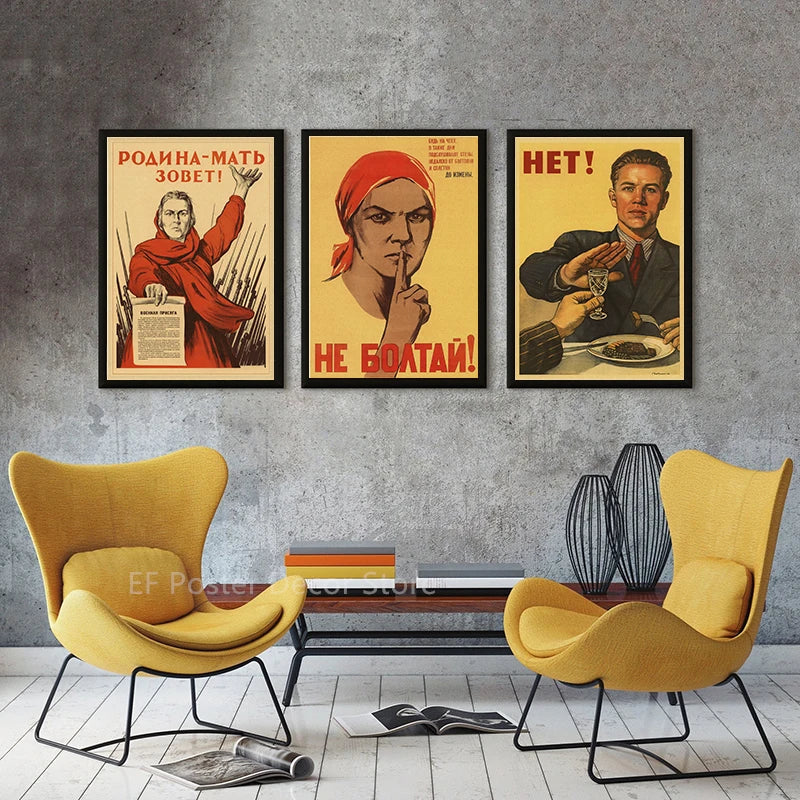 Buy Three Get Four USSR CCCP Russian Stalin Portrait Poster Prints Vintage Home Room Art Wall Decoration Soviet Retro Paintin