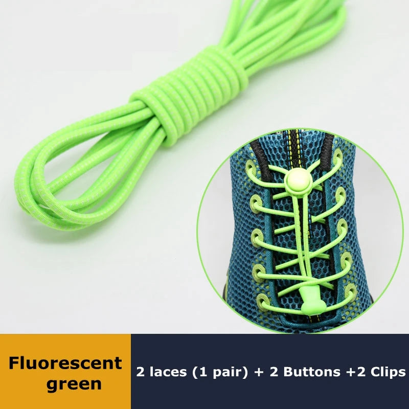 1Pair Shoelaces for Sneaker Elastic No Tie Shoe Laces Stretching Lock Lazy Laces Quick Rubber Shoelace Round Shoestrings - Fl