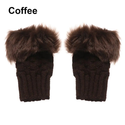 Rabbits Knitted Gloves, Faux Rabbit Hair Mittens, Warm Fingerless Gloves for Winter, Cozy Texting Gloves, Stylish Outdoor Han