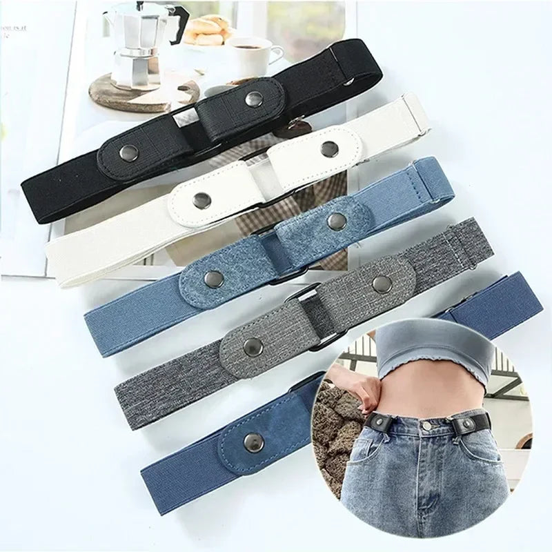 2024 Canvas Adjustable Elastic Waist Band Invisible Belt Buckle-Free Belts for Women Men Jean Pants Dress No Buckle Easy To W