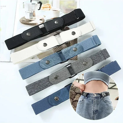 2024 Canvas Adjustable Elastic Waist Band Invisible Belt Buckle-Free Belts for Women Men Jean Pants Dress No Buckle Easy To W
