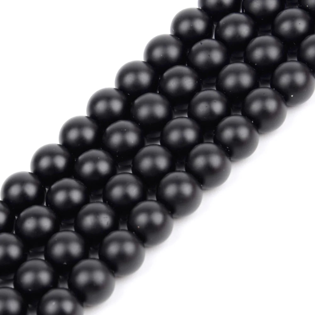 Smooth Black Stone Agates Natural Stone Beads For Jewelry Making Round Loose Beads 4 6 8 10 12mm Diy Bracelet Necklace 15inch