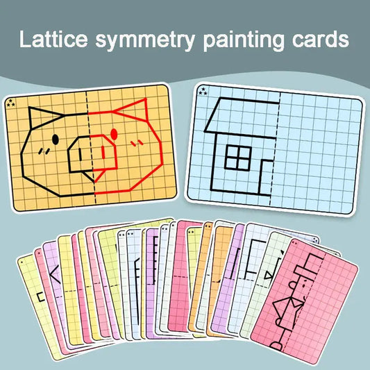 30 page children's grid symmetrical drawing toy focuses on fine motor skills writing and 4-color brush control training drawi