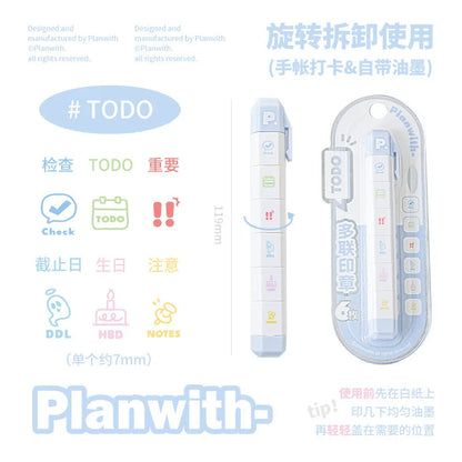 Cute To Do List Journal Stamp Set Pen Shape Detachable Ink Stamps Life Travel Week Heart Planner Diary Decorative Stamp Kid G