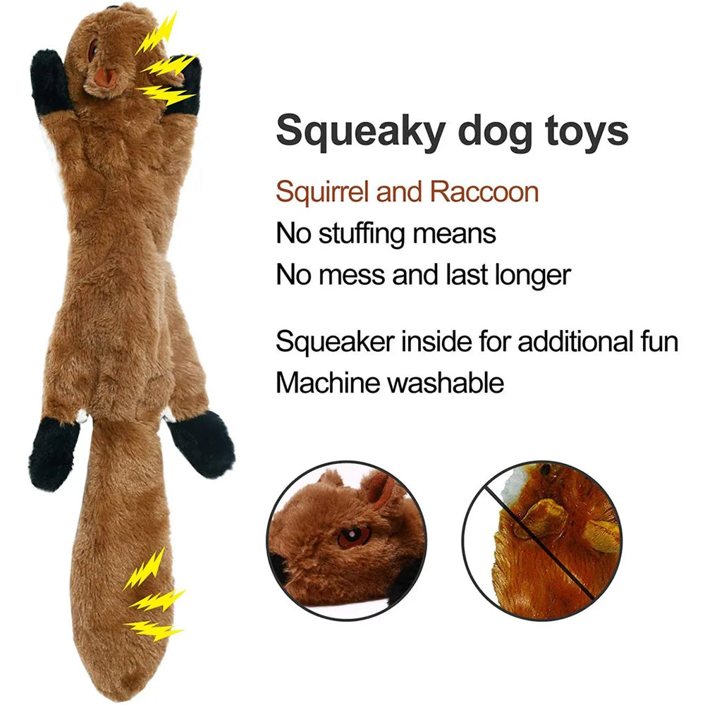 Funny Simulated Animal No Stuffing Dog Toy with Squeakers Durable Stuffingless Plush Squeaky Dog Chew Toy Crinkle Pet Squeak 