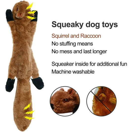 Funny Simulated Animal No Stuffing Dog Toy with Squeakers Durable Stuffingless Plush Squeaky Dog Chew Toy Crinkle Pet Squeak 