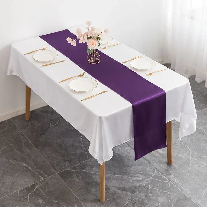 Satin Table Runner Wedding Decoration For Modern Birthday Party Hotel Show Banquet Luxury Design Nice Pattern Wholesale - Pur