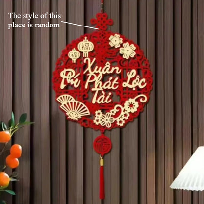 2026 Lunar New Year Decorations - Traditional Tet Festival Hanging Ornaments with Tassels, Asian Spring Festival Home Decor G