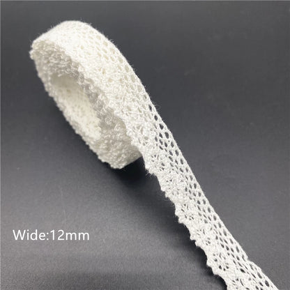 10mm-50mm 2yards White 100%Cotton Lace Ribbon For Apparel Sewing Fabric Trim Cotton Crocheted Lace Ribbon Handmade Accessorie