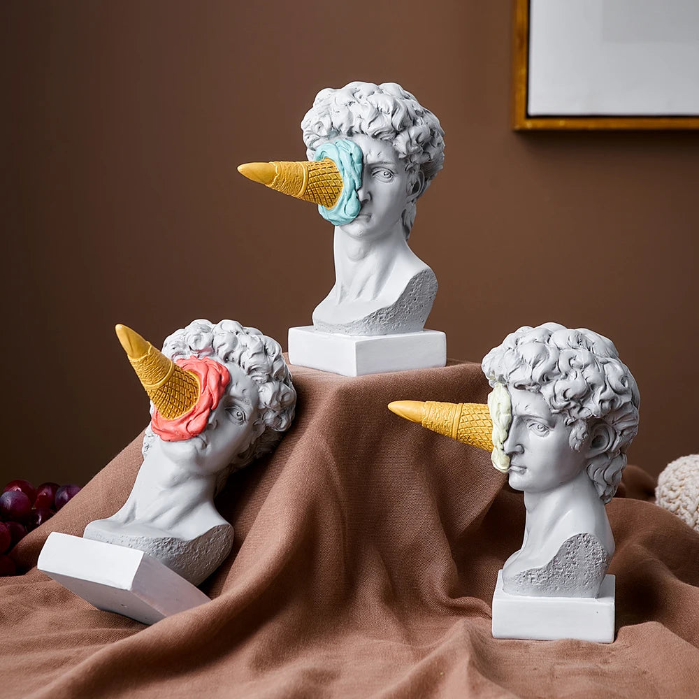 Modern Nordic Figure Ornament Ice Cream David Figurine Home Decor Sculpture Office Bookshelf Desktop Art Decoration David Sta