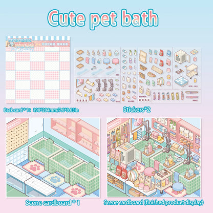 Extra-Large Vintage Grocery Store Scene Stickers, Miniature Stickers for Product Storage Series, 3D DIY Decorative Collage St