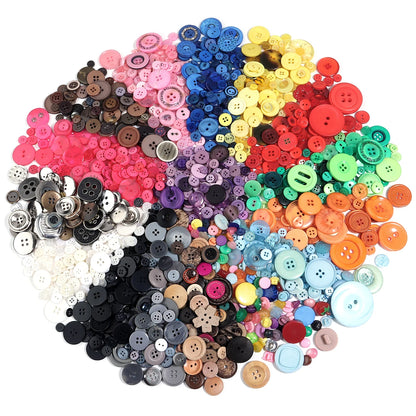 90Pcs/pack Colorful Round Resin Buttons Assorted Sizes Bulk Buttons For Handmade Creative Crafts Sewing Clothing Accessories 