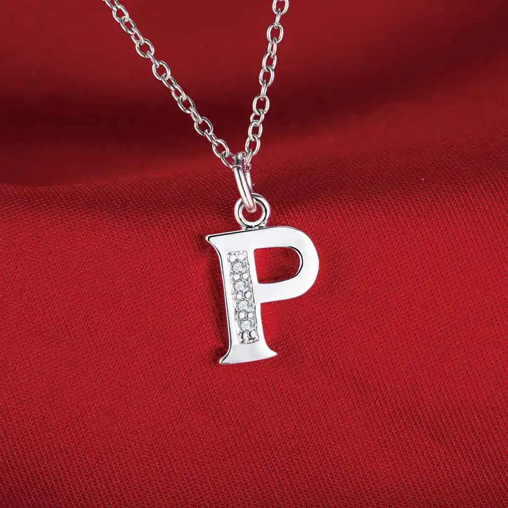 26 Letters 925 Sterling Silver Necklace Pendant Zircon For Women Exquisite Student Girlfriend Jewelry Accessories Wedding Gif