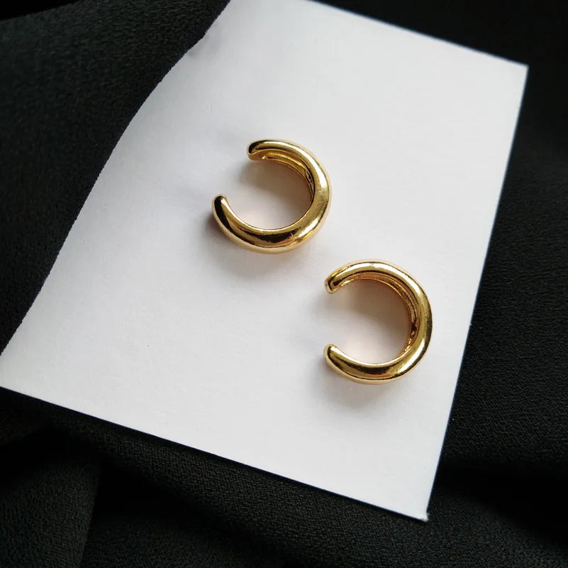 Fake Piercing Earcuff Double Circle Ear Cuff Faux Earrings for Women Man Hiphop Vintage Cuffs Earclips Accessories Korean Fas