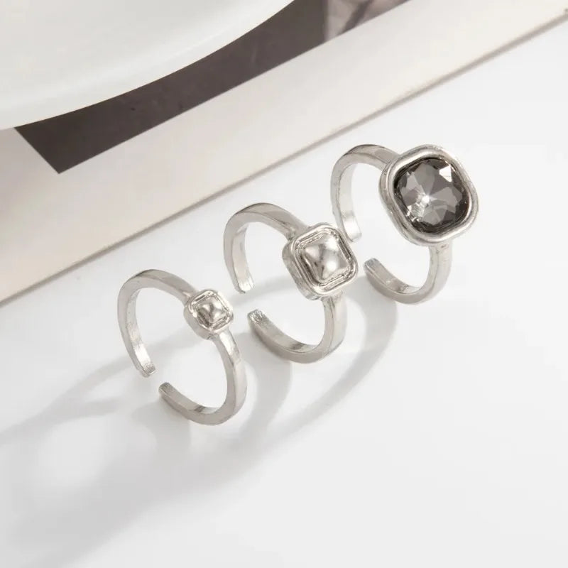 Minimalist Acrylic Rhinestone Open Ring for Women Korean Fashion Geometry Adjustable Knuckle Ring Party Jewelry Lady Gifts