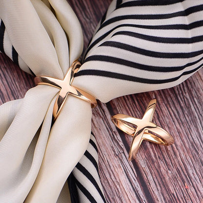 3pcs Fashion Cross Scarf Clip X Shape Metal Brooches For Women Hollow Bow Scarves Buckle Holder Shawls Jewelry Clothing Acces