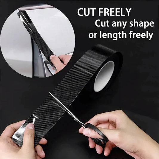 3D Nano Carbon Fiber Car Bumper Door Guard Protection Film 3m Car Door Sill Protector Sticker Black Waterproof Anti Scratch T