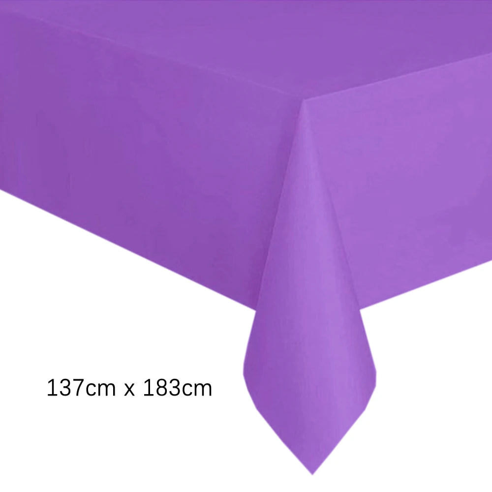 Disposable Tablecloth White Pink Table Cover Plastic Rectangle Desk Cloth for Birthday Wedding Party Table Decor Xmas - 1pc M