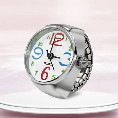 New Ring Watch Creative Circular Dial Alloy Shell Finger Couple Men And Women