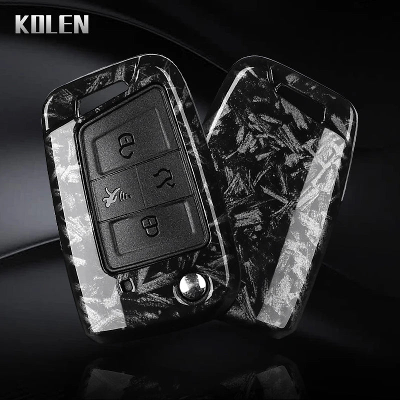 3 4 Buttons Carbon Fiber Car Key Case Cover For VW Volkswagen Golf 7 Tiguan MK2 For SEAT Ateca Leon FR 2 Ibiza For Skoda Octa